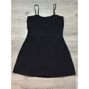 Alo Yoga Courtside Tennis Dress Black L Athletic Shorts Pockets Shelf Bra